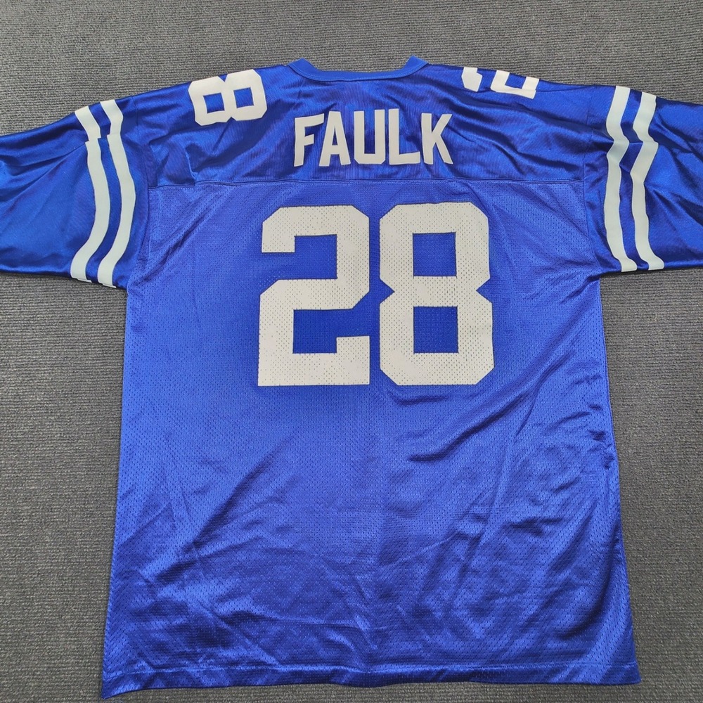 Indianapolis Colts Jersey XL Marshall Faulk #28 Men's Blue logo Athletic Vintage